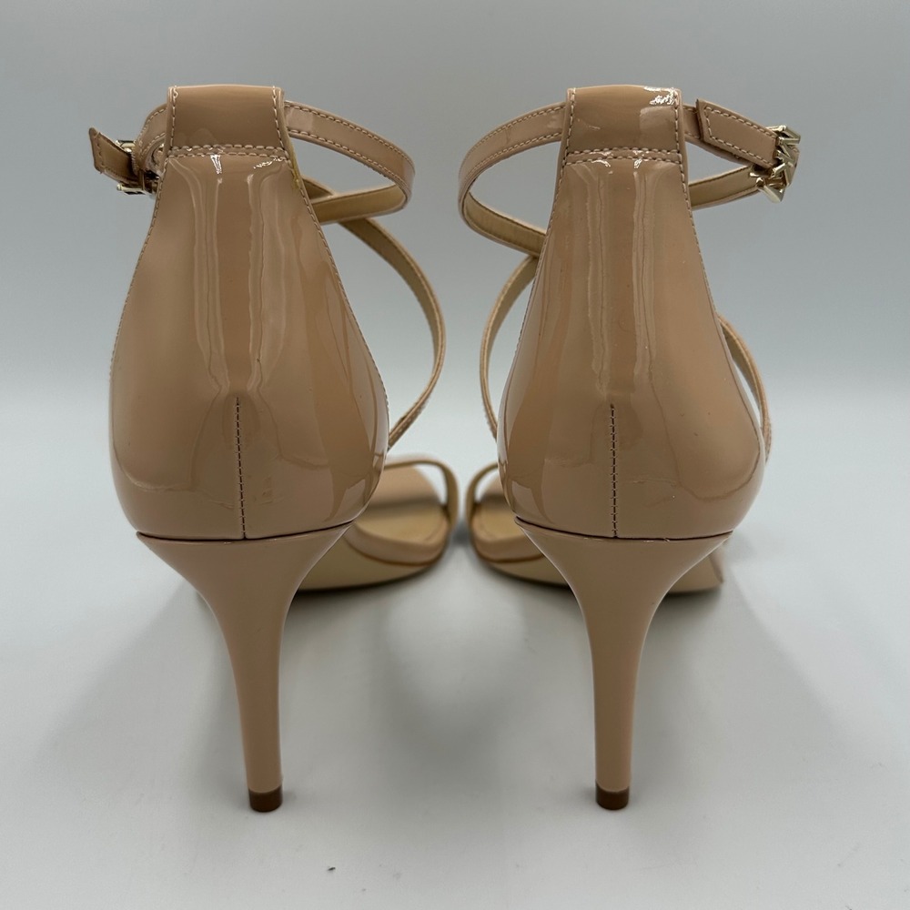 Michael Kors Ava Mid Patent Blush Strappy Heels Sz 11 Nude Minimalist Sandal NIB - Picture 7 of 11